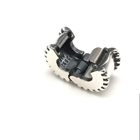 Pandora Beveled Ridges Clip Retired Bead Charm - Picture 6 of 6